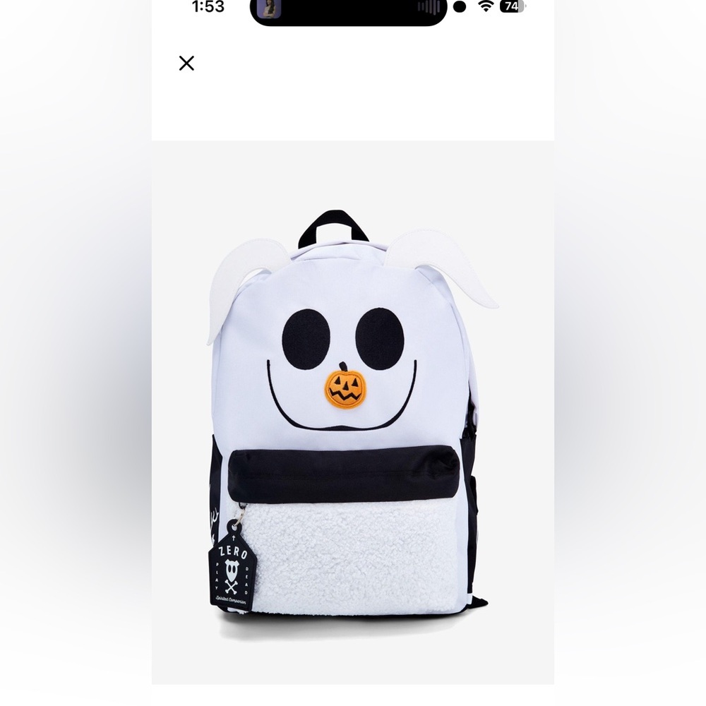 Disney bioworld nightmare before Christmas zero furry figural backpack